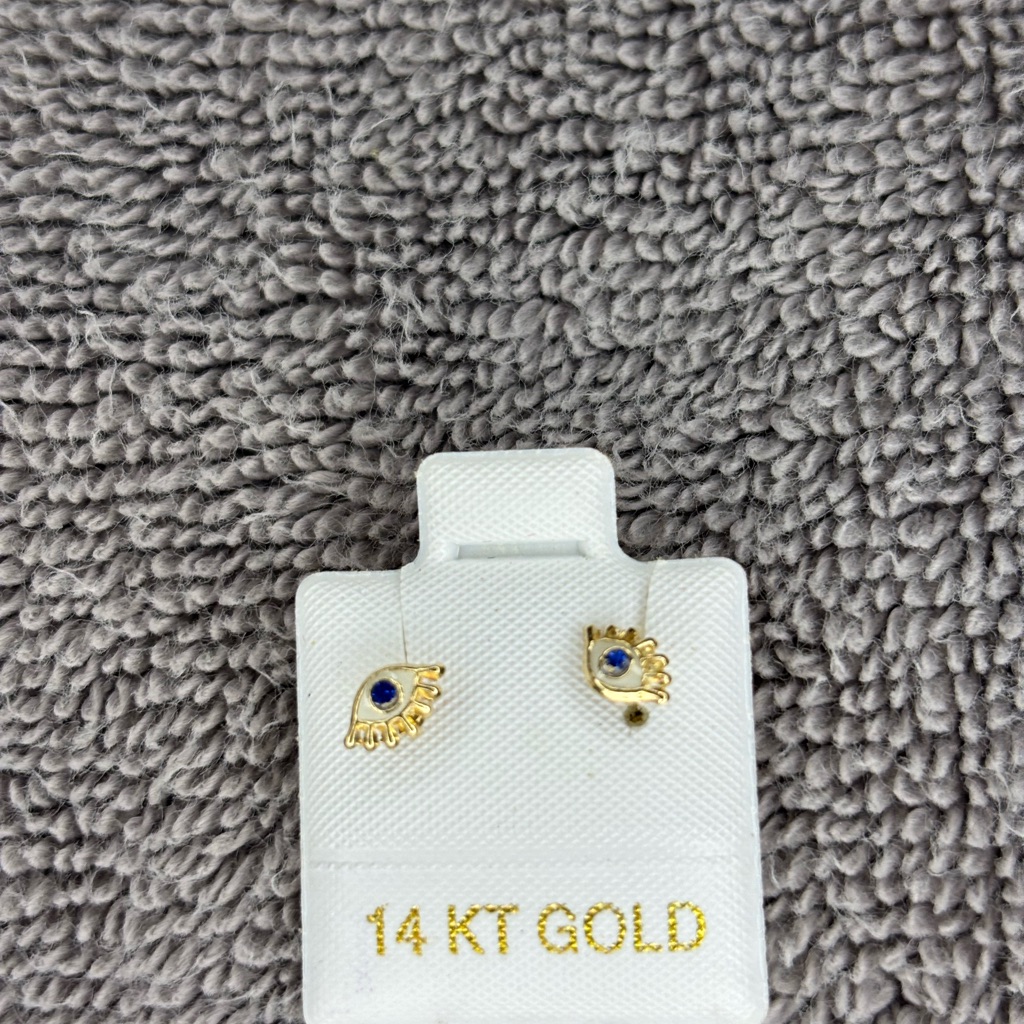 Planet Gold 14 Kt Gold Blue Eye Earrings